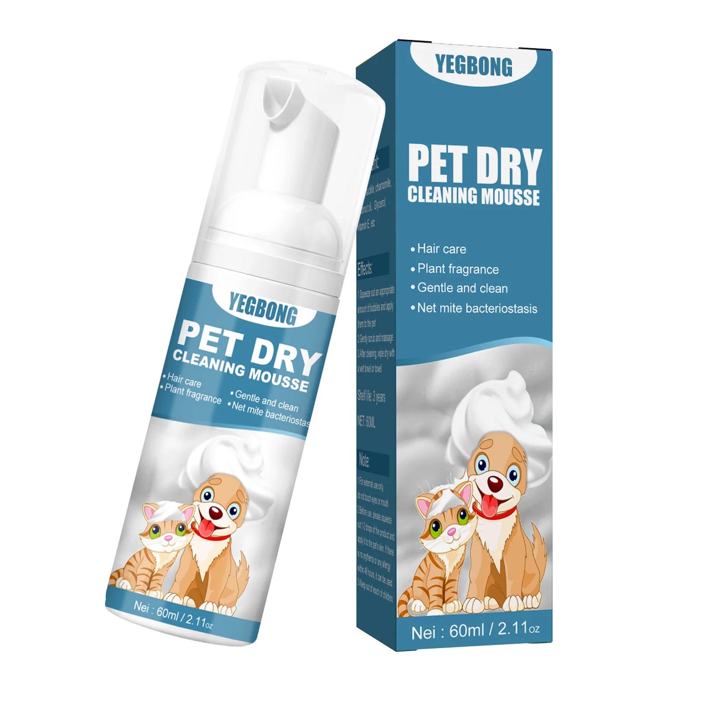 Quick and Waterless Cleaning: 60ml Dry Shampoo for Pets